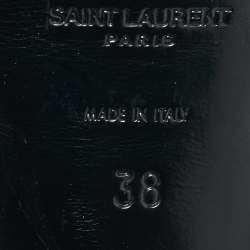 Saint Laurent Black Patent Leather Tribute Ankle Strap Sandals Size 38