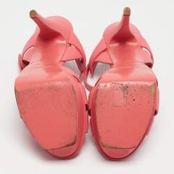 مملوكة مسبقًا Saint Laurent Coral Pink Leather Tribute Sandals Size 36