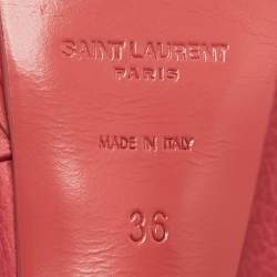 مملوكة مسبقًا Saint Laurent Coral Pink Leather Tribute Sandals Size 36