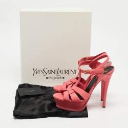 مملوكة مسبقًا Saint Laurent Coral Pink Leather Tribute Sandals Size 36