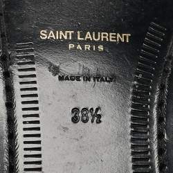 Pre Owned Saint Laurent Black Brushed Leather Le Penny Loafers Size 38.5