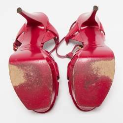 Pre Owned Saint Laurent Pink Patent Leather Tribute Sandals Size 40