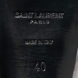 Saint Laurent Silver Leather Tribute Platform Sandals Size 40