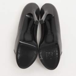 Pre Owned Saint Laurent Paris Grey/Black Leather Tribtoo Platform Pumps Size 38