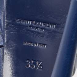 Saint Laurent Blue Leather Tribute Platform Ankle Strap Sandals Size 35.5