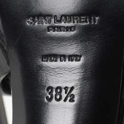 Saint Laurent Paris Black Patent Leather Tribute Platform Sandals Size 38.5