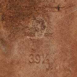 Pre Owned Saint Laurent Beige Patent Leather Tribute Flats Size 39.5