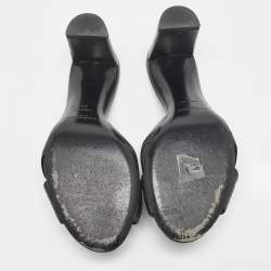 Pre Owned Saint Laurent Black Leather Bianca Slide Sandals Size 36