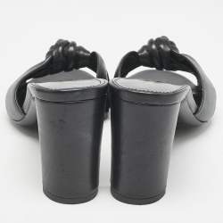 Pre Owned Saint Laurent Black Leather Bianca Slide Sandals Size 36