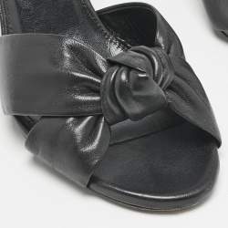 Pre Owned Saint Laurent Black Leather Bianca Slide Sandals Size 36