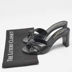 Pre Owned Saint Laurent Black Leather Bianca Slide Sandals Size 36