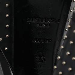 Saint Laurent Black Leather Studded Farrah Criss Cross Platform Sandals Size 36