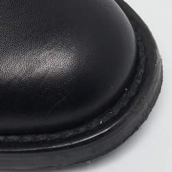 Saint Laurent Black Leather Studded Rangers Ankle Boots Size 40