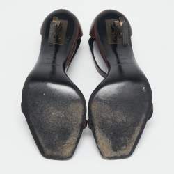 Pre Owned Saint Laurent Brown Leather Opyum Ankle Strap Sandals Size 40