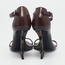 Pre Owned Saint Laurent Brown Leather Opyum Ankle Strap Sandals Size 40