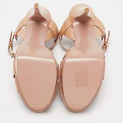 Saint Laurent Dusty Pink Patent Leather Tribute Platform Sandals Size 39