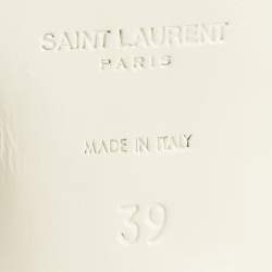 Pre Owned Saint Laurent White Leather Tribute Platform Sandals Size 39