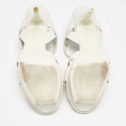 Pre Owned Saint Laurent White Leather Tribute Platform Sandals Size 39