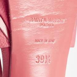 Pre Owned Saint Laurent Coral Pink Leather Tribute Sandals Size 39.5