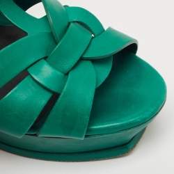 Saint Laurent Green Leather Tribute Sandals Size 40