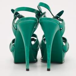 Saint Laurent Green Leather Tribute Sandals Size 40