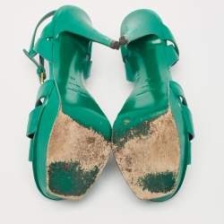 Saint Laurent Green Leather Tribute Sandals Size 40