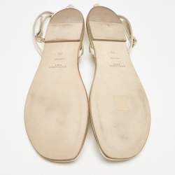 Pre Owned Saint Laurent Gold Leather Cassandra Thong Flat Sandals Size 39