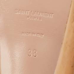 Saint Laurent Beige Patent Leather Tribute Platform Sandals Size 38