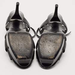 Saint Laurent Black Patent Leather Tribute Platform Sandals Size 39