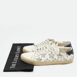 Saint Laurent White/Silver Leather Court Classic Low Top Sneakers Size 38