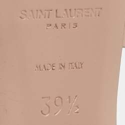 Saint Laurent Beige Patent Leather Tribute Platform Sandals Size 39.5