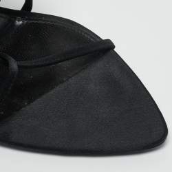 Saint Laurent Black Satin Clara Ankle Strap Sandals Size 40