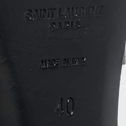 Saint Laurent Black Croc Embossed Leather Tribute Platform Sandals Size 40