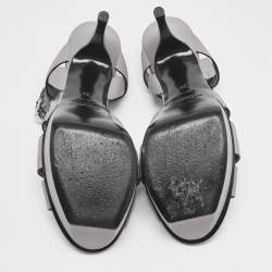 Saint Laurent Grey Leather Platform Sandals Size 39