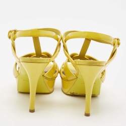 Saint Laurent Yellow Patent Leather Tribute Platform Sandals Size 37