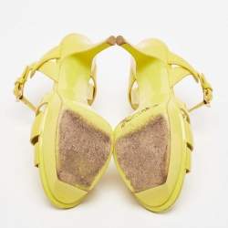 Saint Laurent Yellow Patent Leather Tribute Platform Sandals Size 37