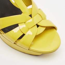 Saint Laurent Yellow Patent Leather Tribute Platform Sandals Size 37