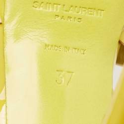 Saint Laurent Yellow Patent Leather Tribute Platform Sandals Size 37