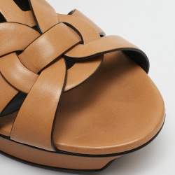 Saint Laurent Tan Leather Tribute Sandals Size 39.5