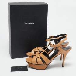 Saint Laurent Tan Leather Tribute Sandals Size 39.5