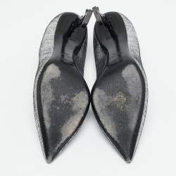 Saint Laurent Silver Texture Suede Opyum Pumps Size 39.5