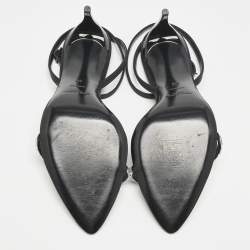 مملوكة مسبقًا Saint Laurent Black Satin Ankle Strap Sandals Size 39