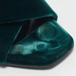 Saint Laurent Green Velvet Loulou Criss Cross Mules Size 37