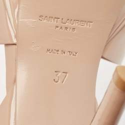Pre Owned Saint Laurent Beige Patent Leather Tribute Platform Sandals Size 37