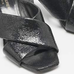 Saint Laurent Black Leather Loulou Cross Strap Slide Sandals Size 36