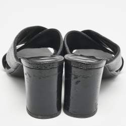 Saint Laurent Black Leather Loulou Cross Strap Slide Sandals Size 36