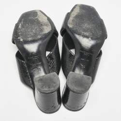 Saint Laurent Black Leather Loulou Cross Strap Slide Sandals Size 36