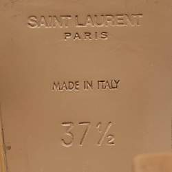 Saint Laurent Beige Patent Leather Tribute Platform Sandals Size 37.5