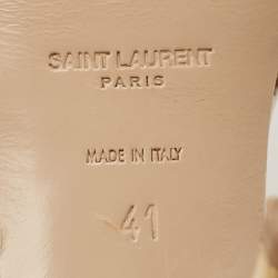 Saint Laurent Beige Patent Leather Tribute Platform Ankle Strap Sandals Size 41