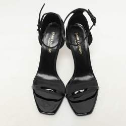 Saint Laurent Black Patent Leather Opyum Sandals Size 38.5
